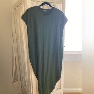 Olive Green Cap Sleeve Jersey Knit  Dress